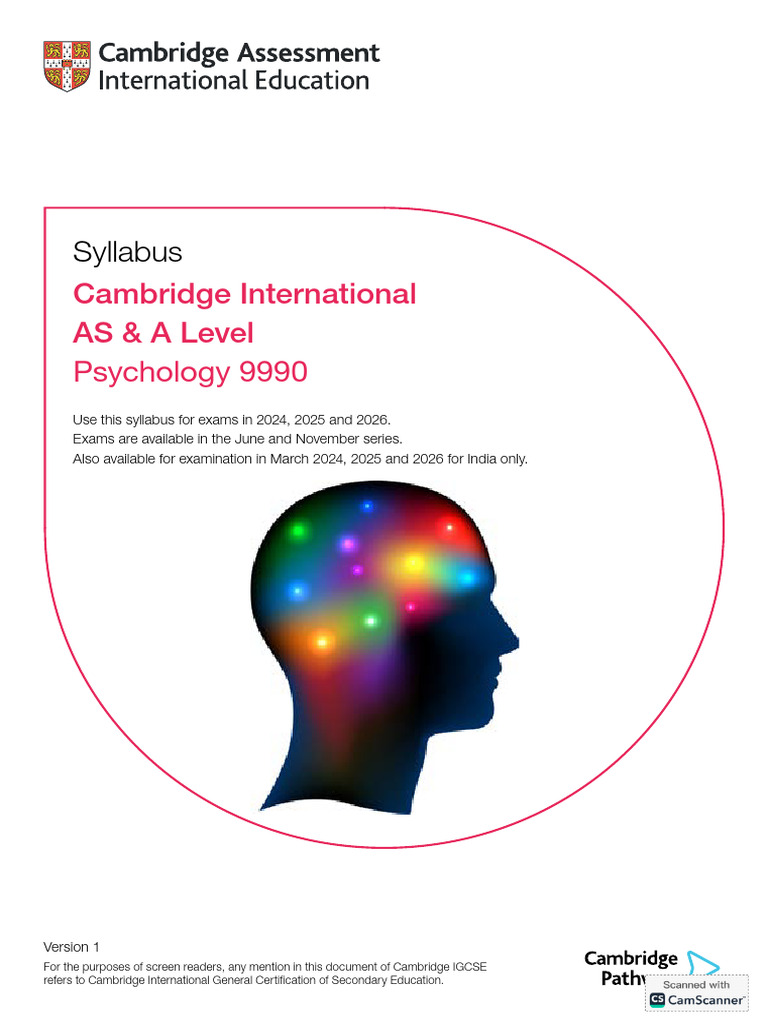 Cambridge A Level Psychology Syllabus 2026 | PDF | Psychology | Major ...