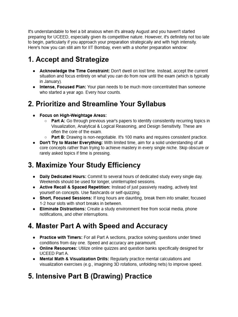UCEED 2025: Last-Minute Prep Guide | PDF | Multiple Choice | Drawing