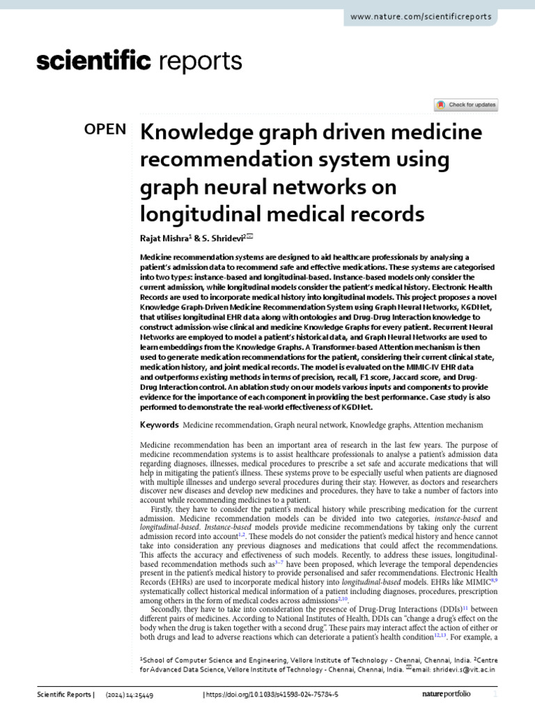 Knowledge Graph Medicine Recommendation System | PDF | Computational ...