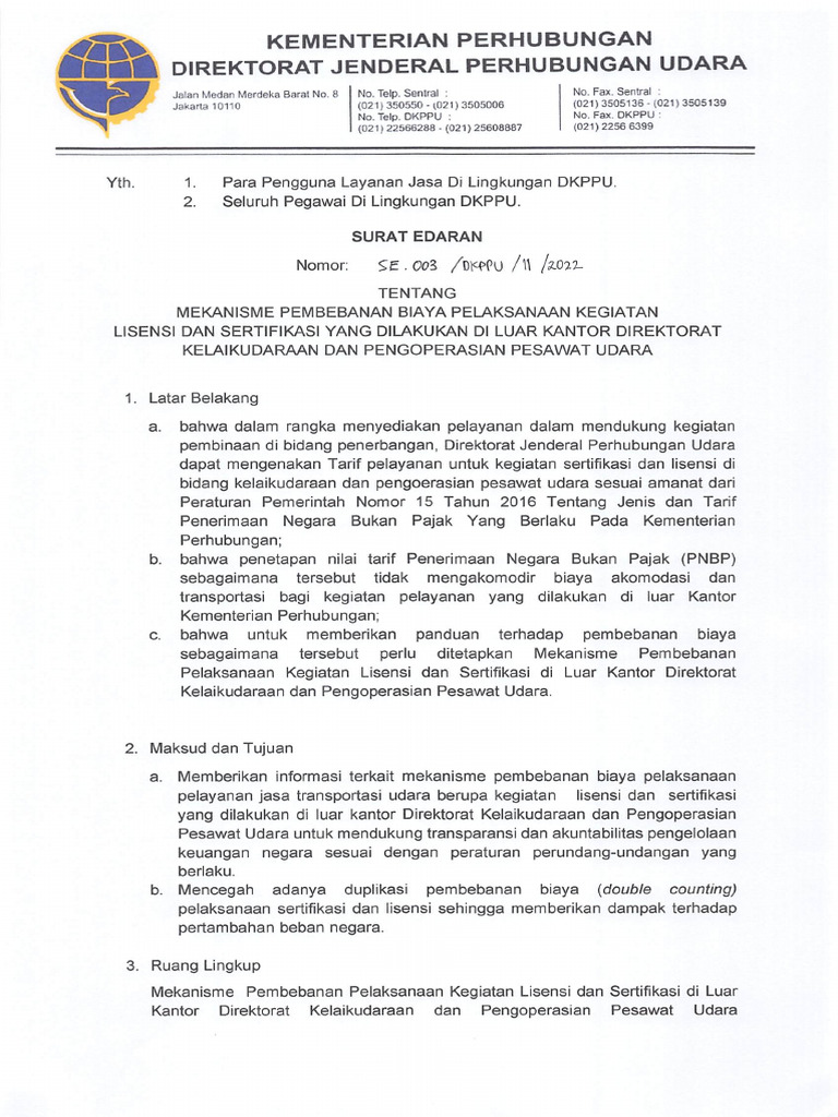 SE.003 DKPPU II 2022 - Mekanisme Pembebanan Biaya Pelaksanaan Keg | PDF