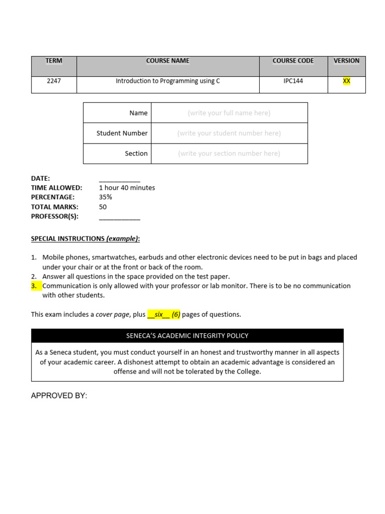 IPC144 Final Exam Overview | PDF | Pointer (Computer Programming ...