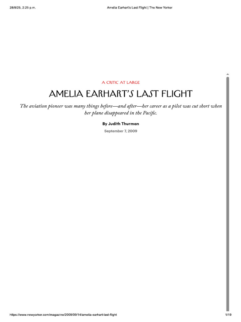 Amelia Earhart's Last Flight - The New Yorker | PDF