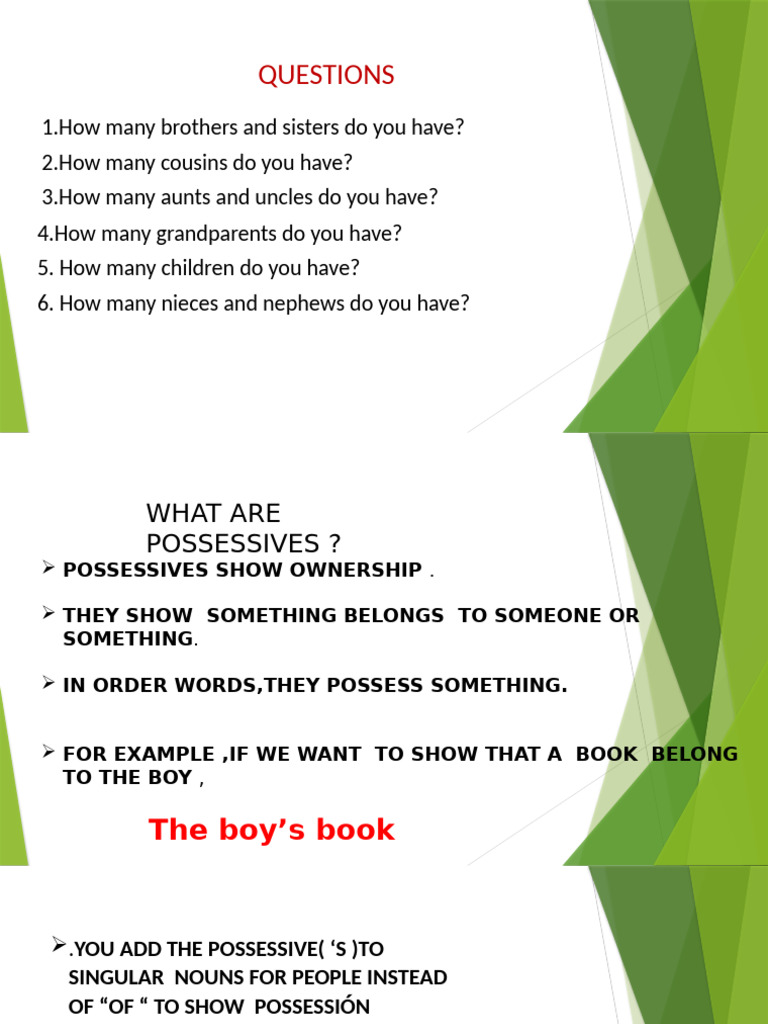 Understanding Possessives and Family Terms | PDF