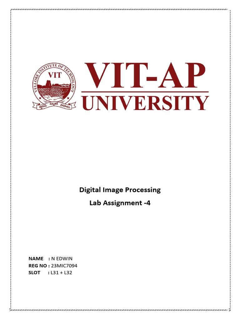 Digital Image Processing Lab Assignment | PDF | Algorithms | Image ...