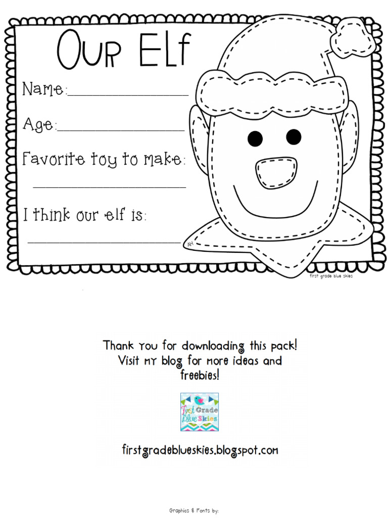 First Grade Elf Activity Sheet | PDF