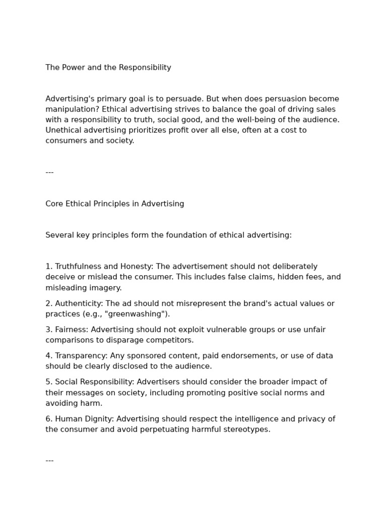 Ethical Advertising: Balancing Persuasion and Responsibility | PDF ...