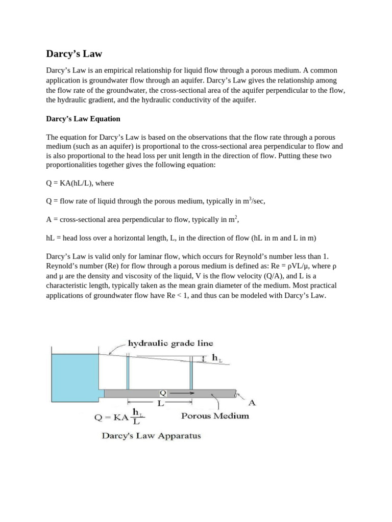 Limitations of Darcy's Law in Flow Analysis | PDF
