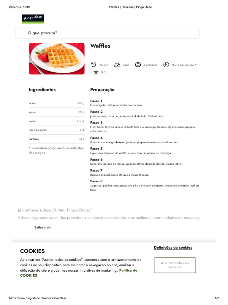 Receita de Waffles Pingo Doce | PDF