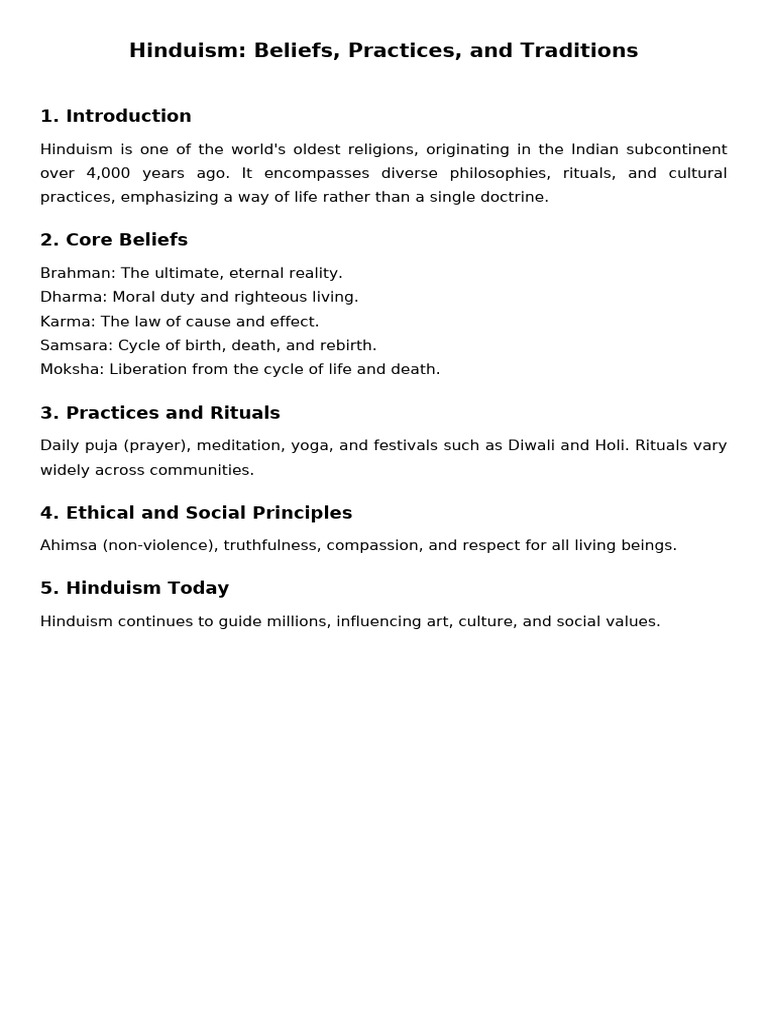 Hinduism: Core Beliefs and Practices | PDF