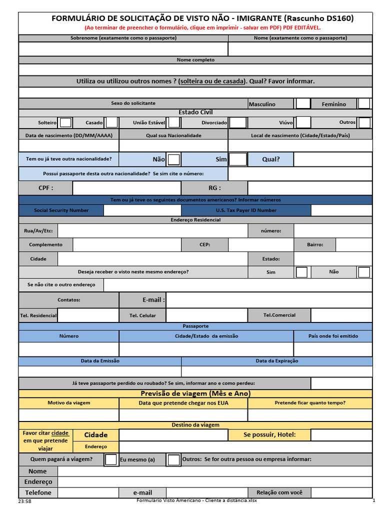 Formulário de Visto Americano Detalhado | PDF | Divórcio | Os Estados ...