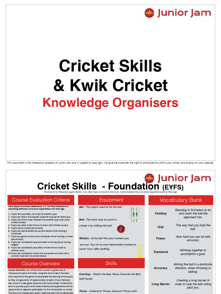 Cricket Skills for EYFS and KS1 | PDF | Cricket | Bowling (Cricket)