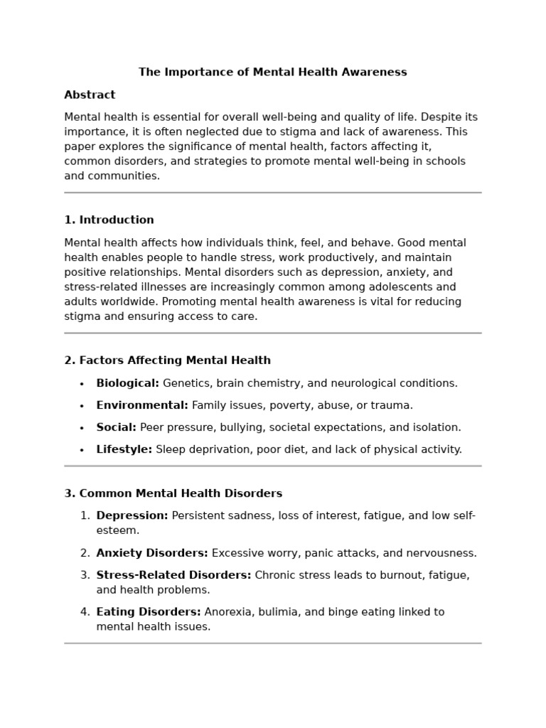 Promoting Mental Health Awareness | PDF | Mental Disorder | Mental Health
