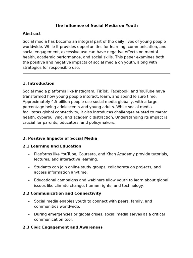 Impact of Social Media on Youth Mental Health | PDF | Social Media ...