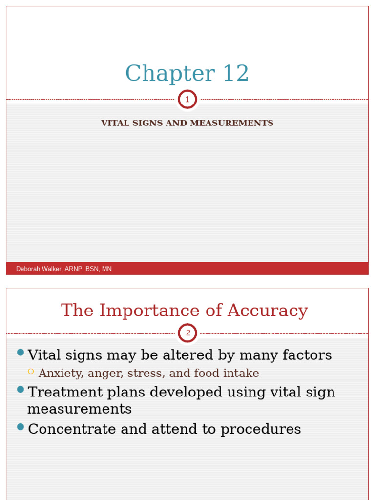 Chapter 12 Vital Signs | PDF | Pulse | Blood Pressure