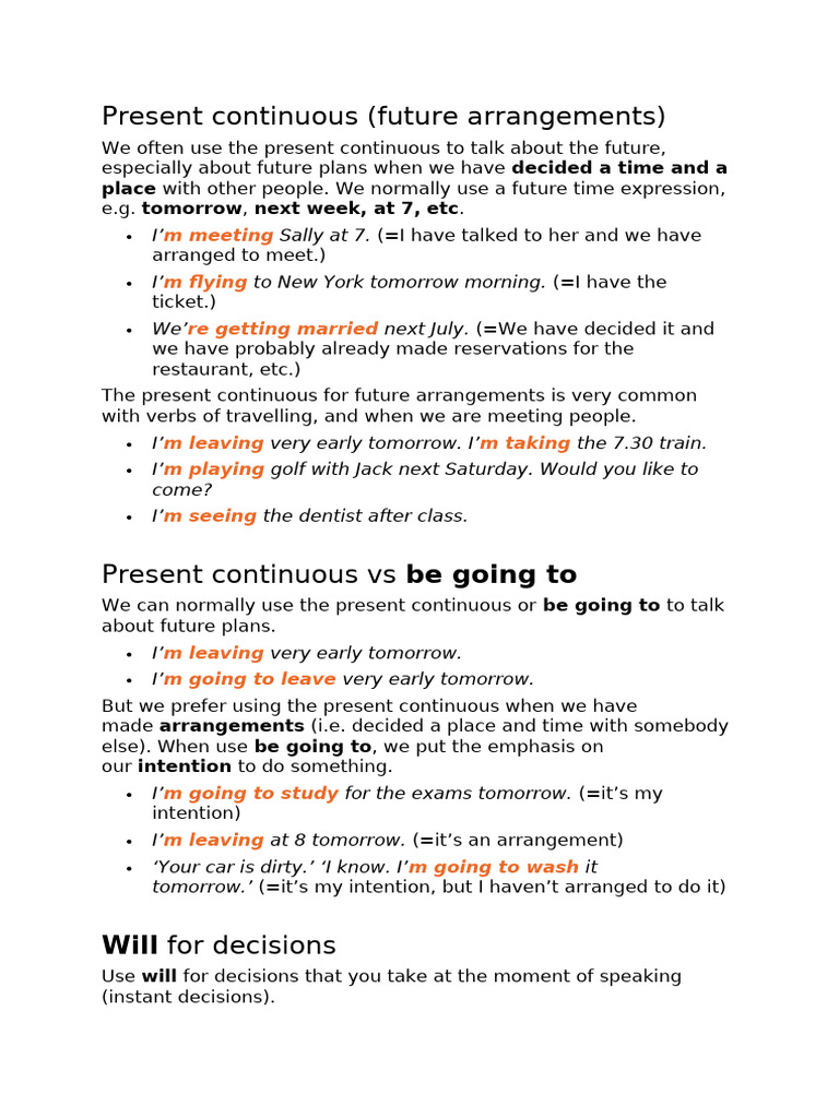 Present Continuous for Future Plans | PDF