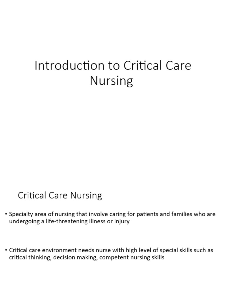 Overview of Critical Care Nursing | PDF | Intensive Care Medicine ...