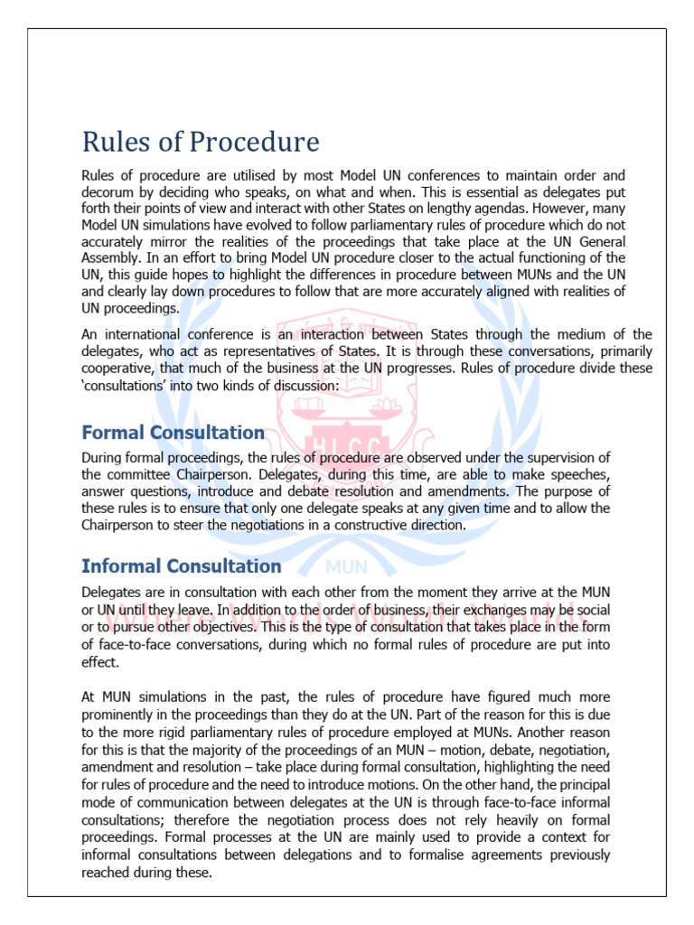 UN4MUN Rules of Procedure Guide | PDF | Committee | United Nations
