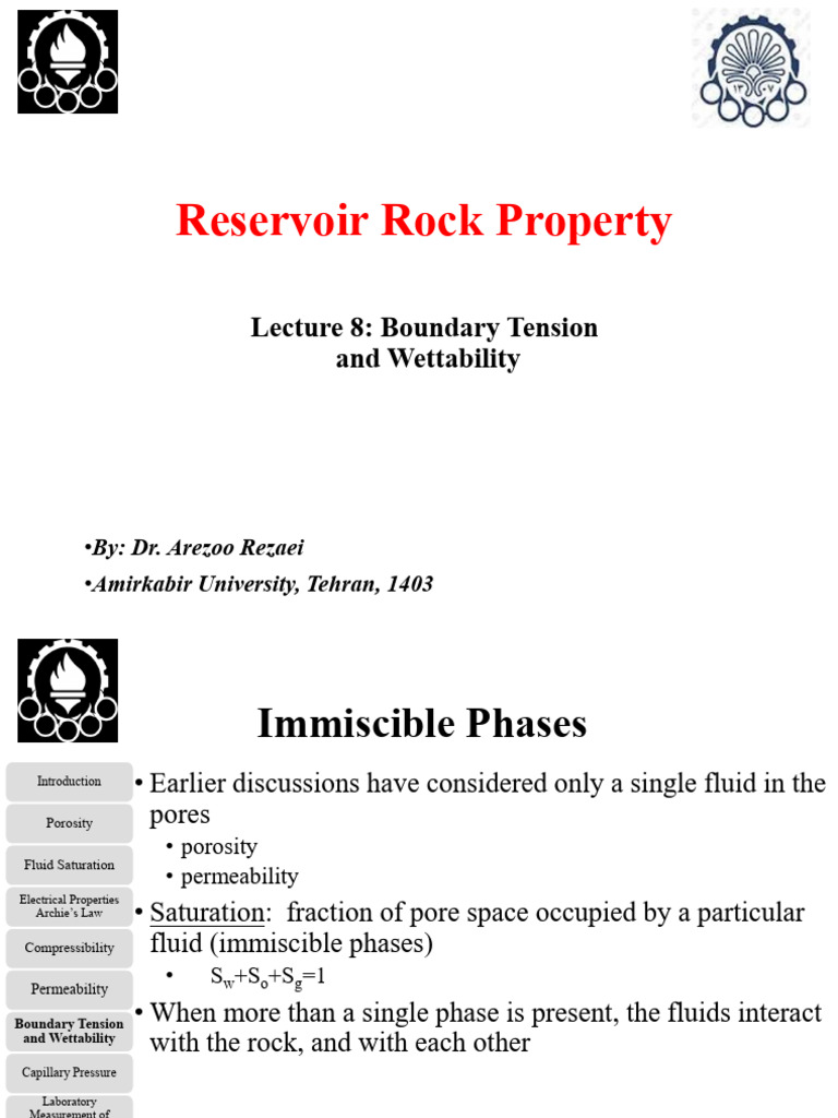 Boundary Tension and Wettability in Reservoirs | PDF | Petroleum ...