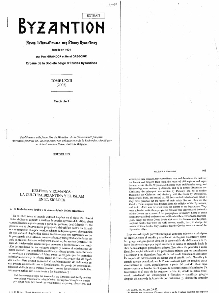 Helenos y Romanos La Cultura Bizantina y | PDF