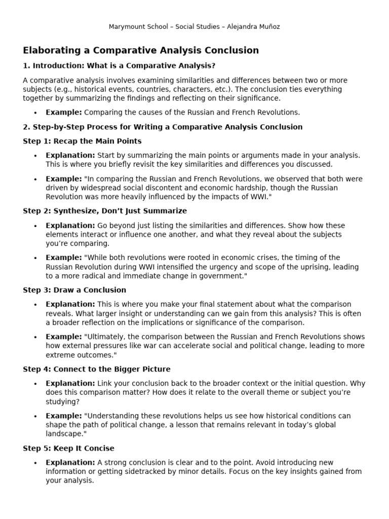 Elaborating A Comparative Analysis Conclusion | PDF | Cognition ...