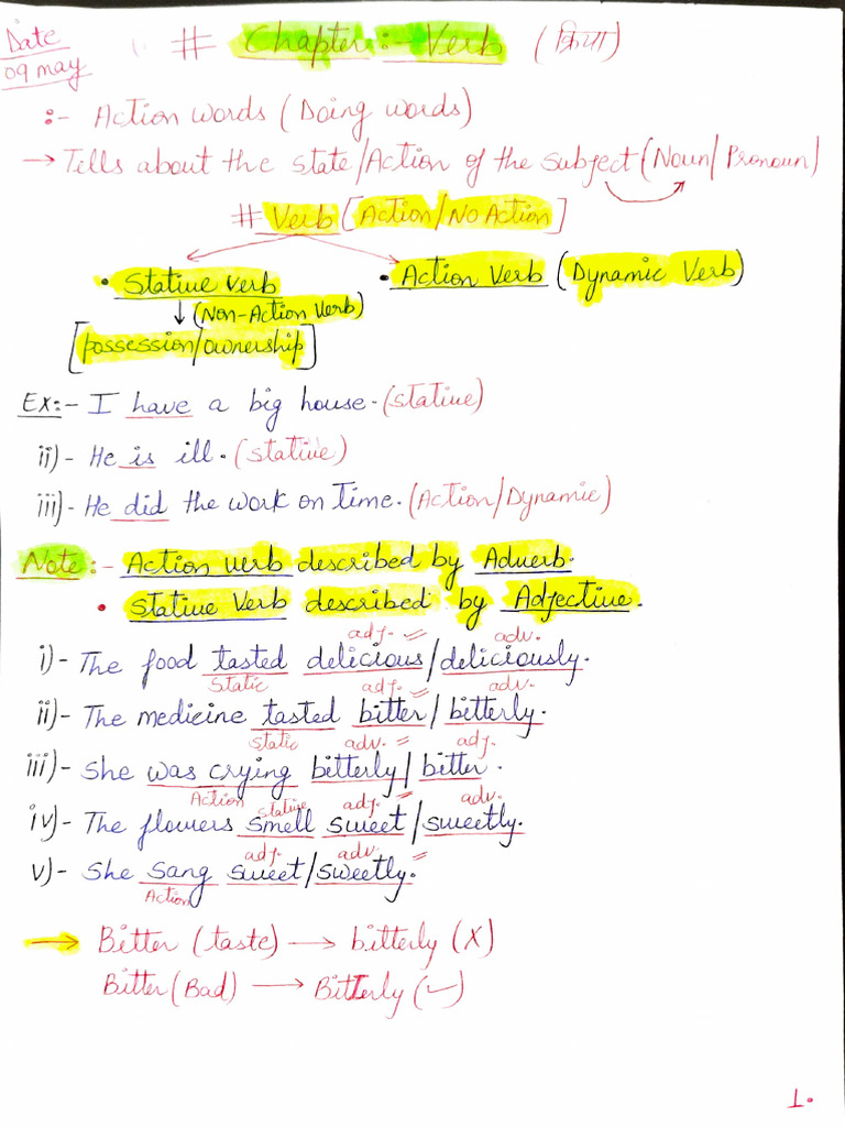 Verb Hand Written Notes | PDF