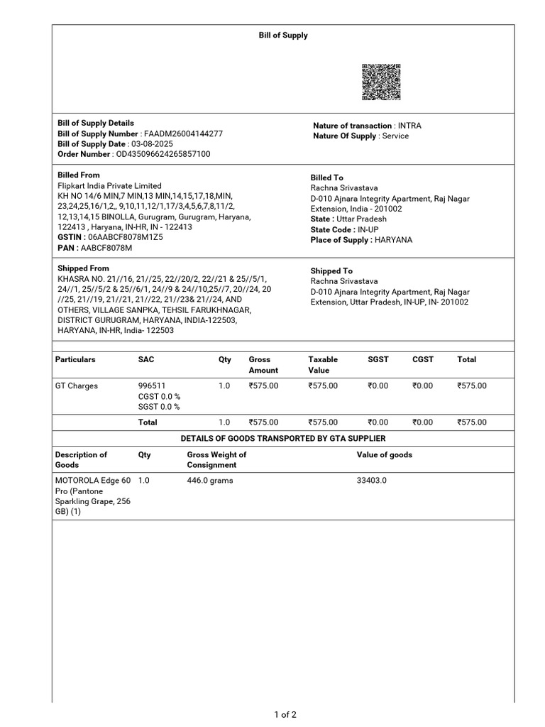 Invoice for Motorola Edge 60 Pro Purchase | PDF | Payments | Taxes