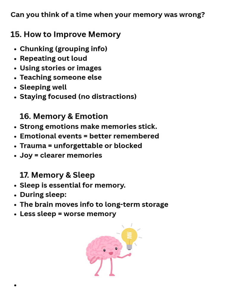 Memory Improvement Techniques and Insights | PDF