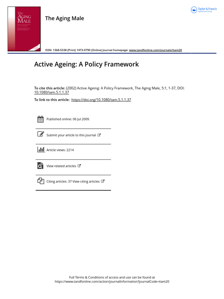 WHO Active Ageing Policy Framework 2002 | PDF | Ageing | Chronic Condition