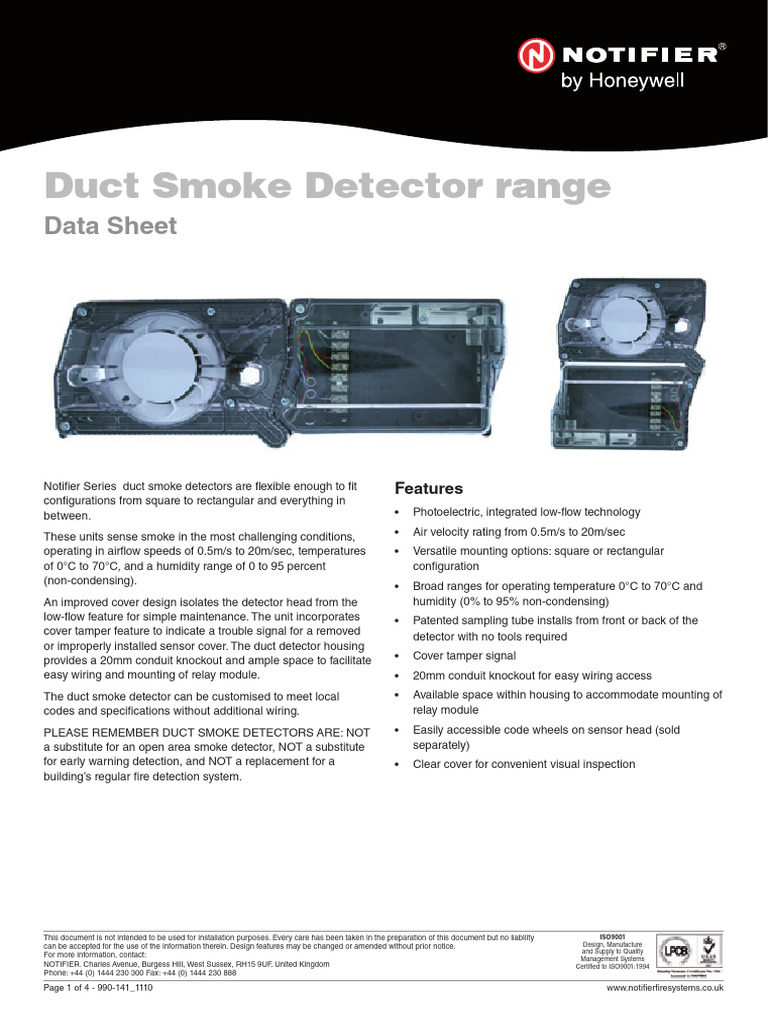Hochiki Duct Smoke Detector Overview | PDF | Duct (Flow) | Sensor