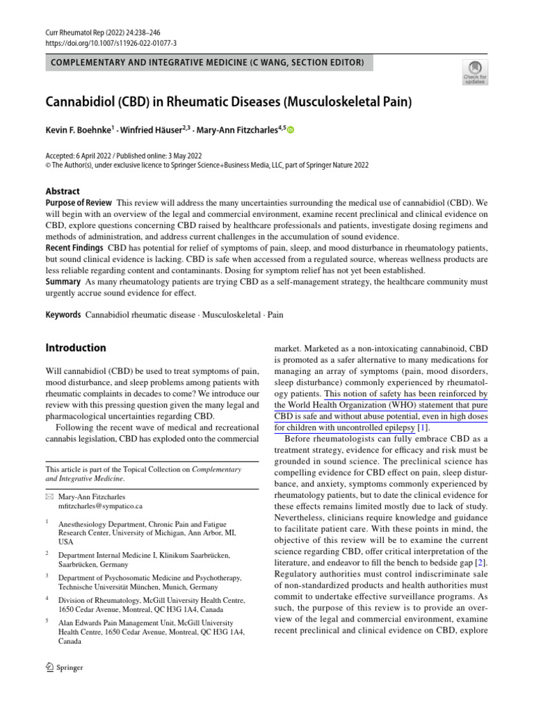 CBD Use in Rheumatic Pain Management | PDF | Medical Cannabis | Cannabis