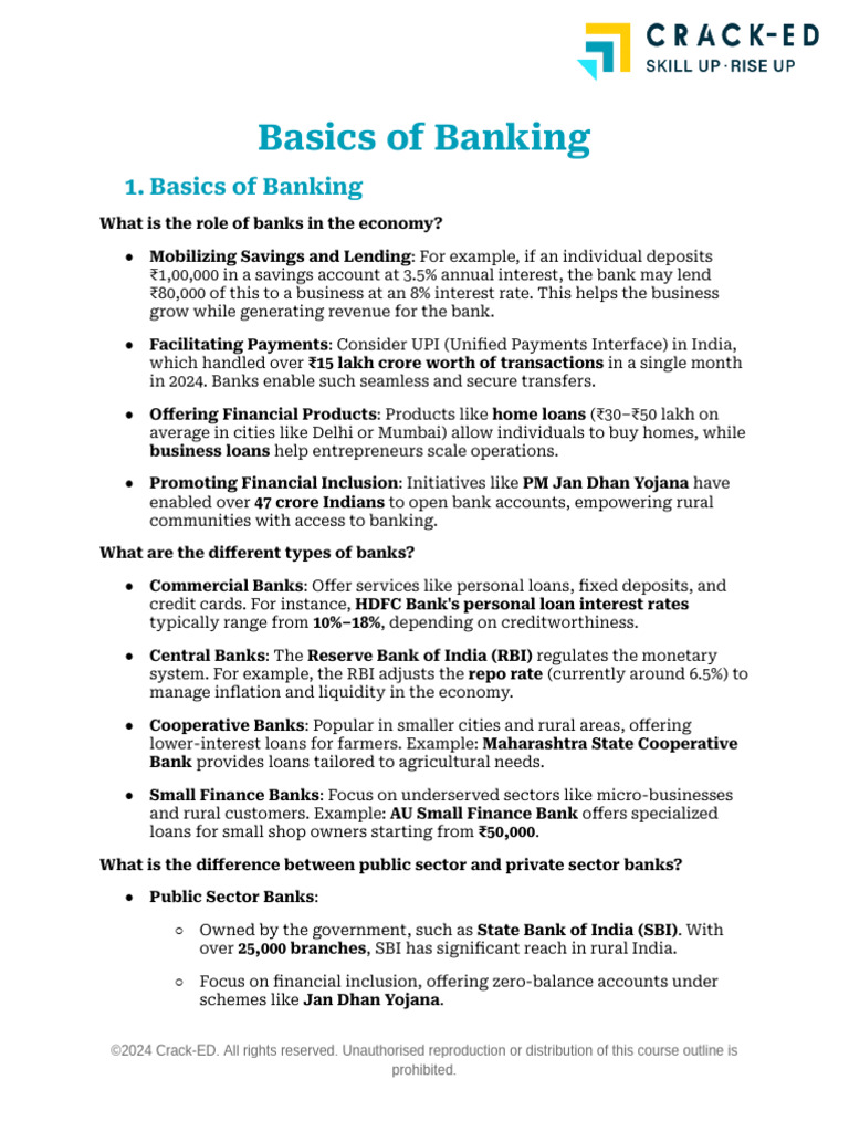 Banking Basics: Roles, Types, and Products | PDF | Credit Card | Banks
