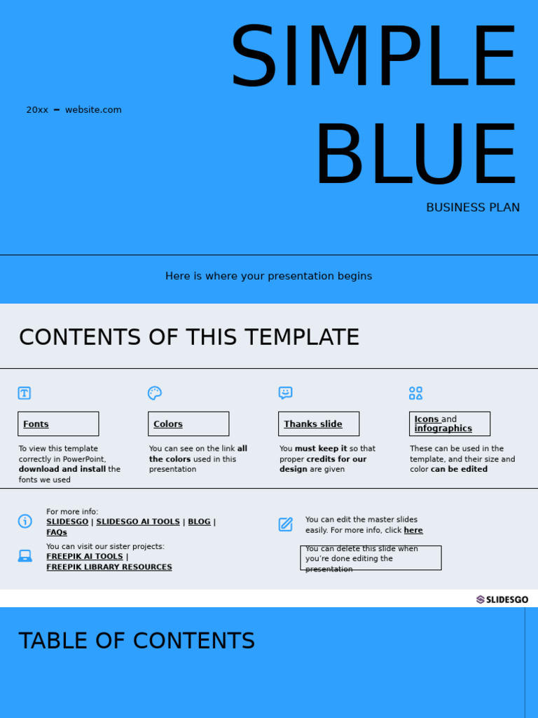 Simple Blue Business Plan Template | PDF | Marketing | Business