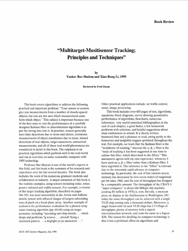 Multitarget Tracking Algorithms Review | PDF | Kalman Filter | Mathematics