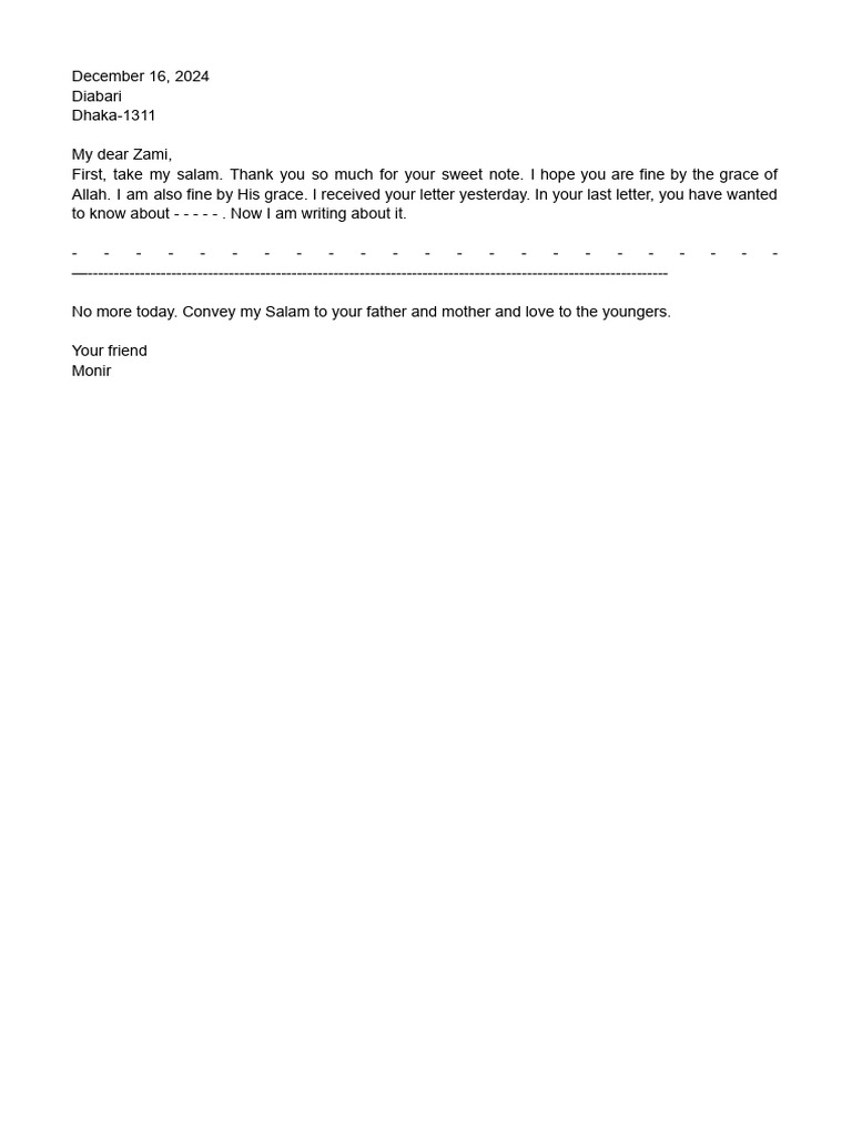 Letter from Monir to Zami | PDF