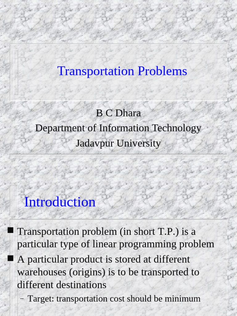 Transportation Problem Overview and Methods | PDF | Mathematics ...