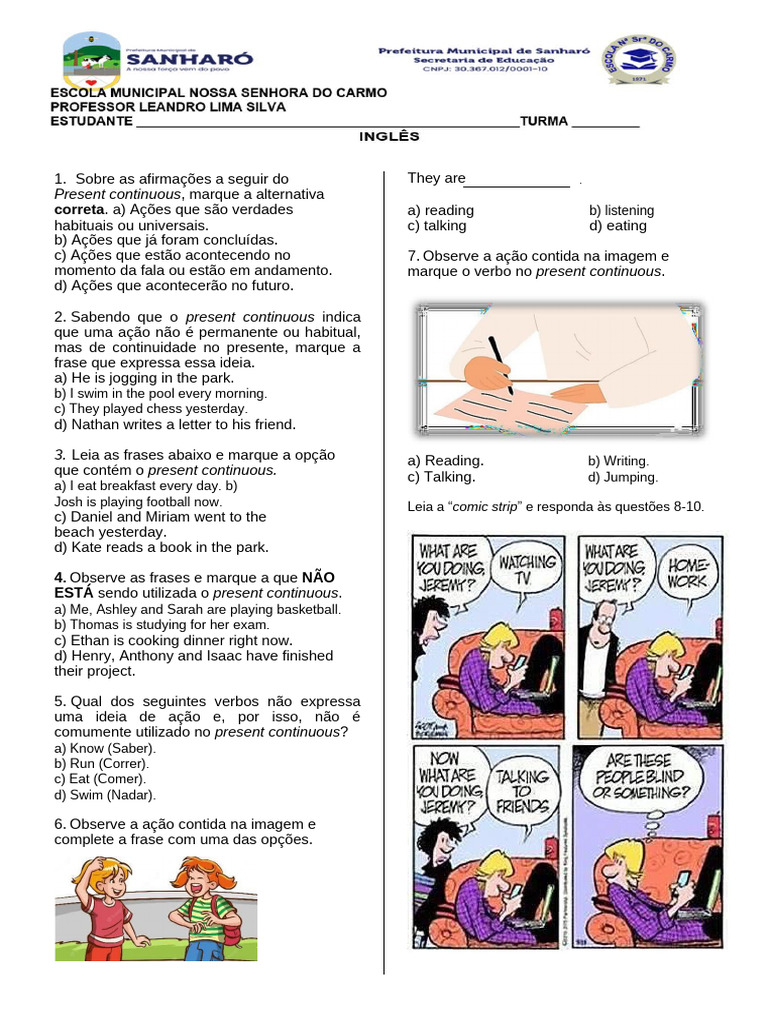 Identificando o Present Continuous | PDF