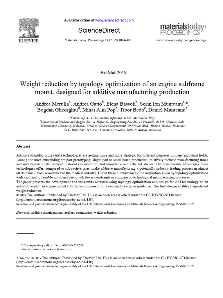 Topology Optimization for Engine Mount Weight Reduction | PDF | 3 D ...