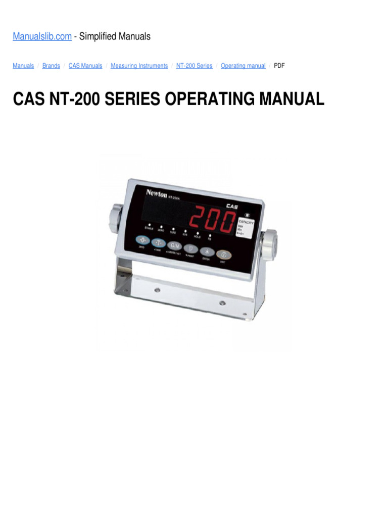 CAS NT-200 Series Operating Manual | PDF | Analog To Digital Converter ...