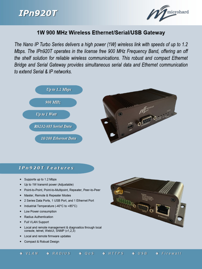 900 MHz Wireless Gateway Overview | PDF | Usb | Physical Layer Protocols
