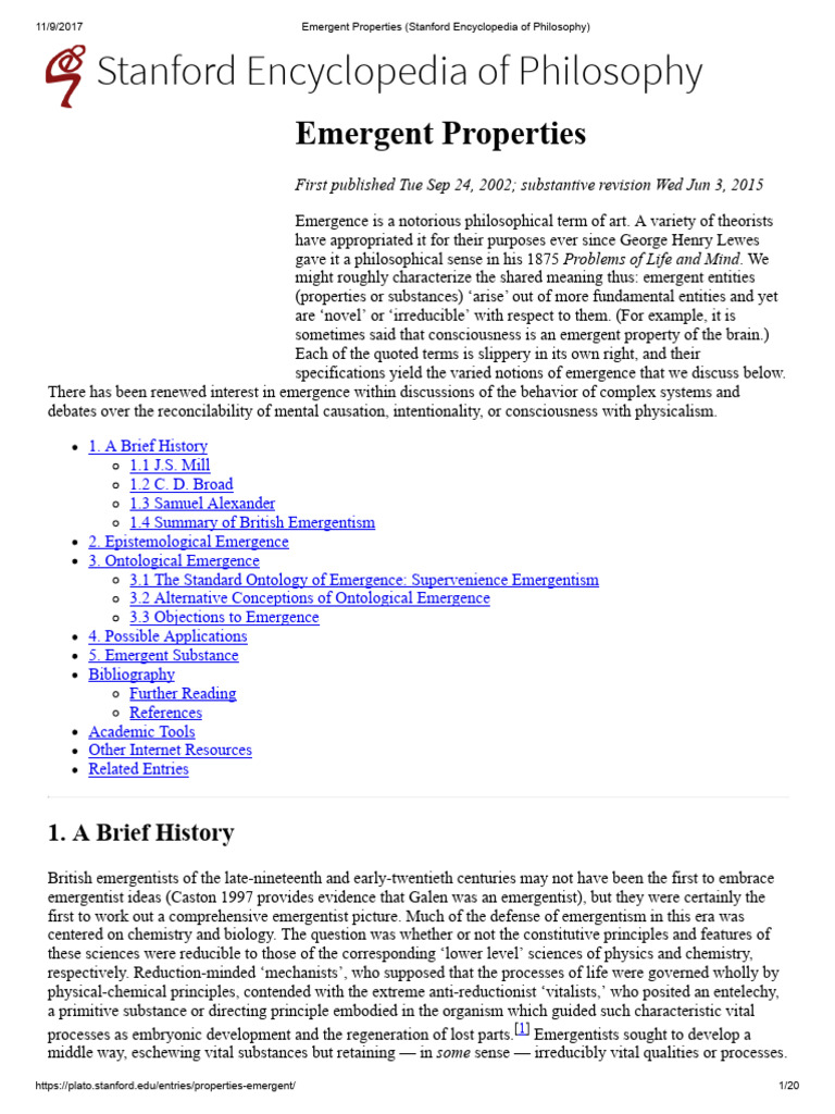Emergent Properties in Philosophy | PDF | Emergence | Theory