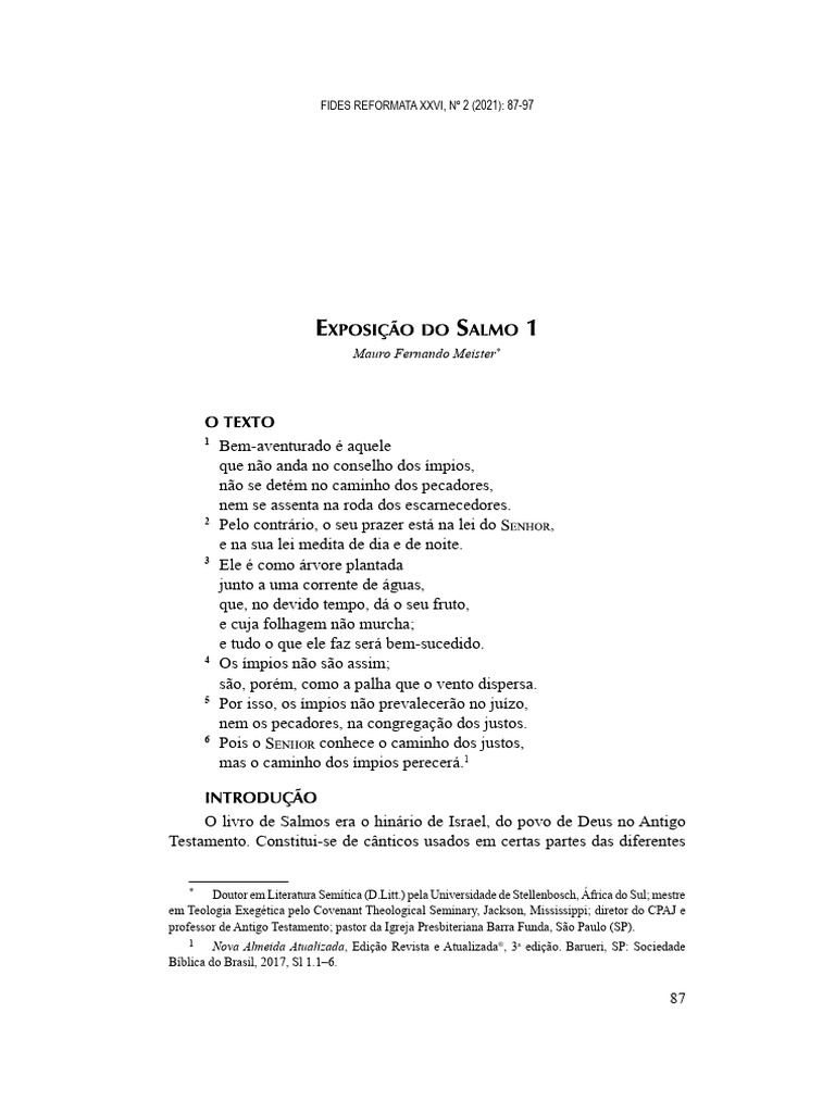 Salmo 1: O Caminho do Justo e do Ímpio | PDF | Pecado | Deus