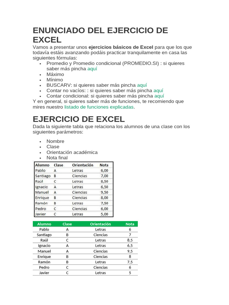 Ejercicios Básicos de Excel y Gráficos | PDF | Microsoft Excel | Histograma
