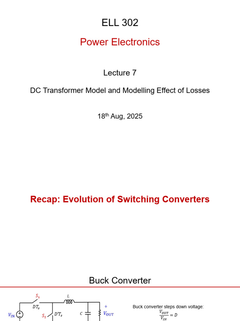 Lecture 7 - DC Transformer Model and Effect of Losses | PDF | Electric ...