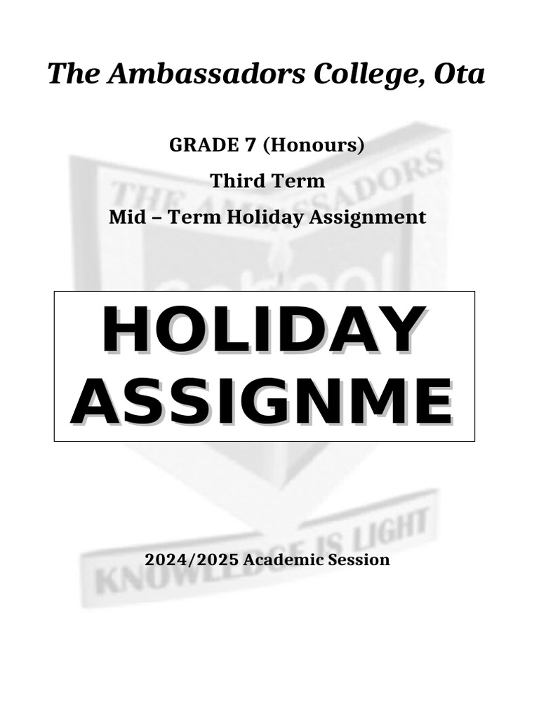 Grade 7 Holiday Assignment 2024/2025 | PDF | Chess | Chess Theory