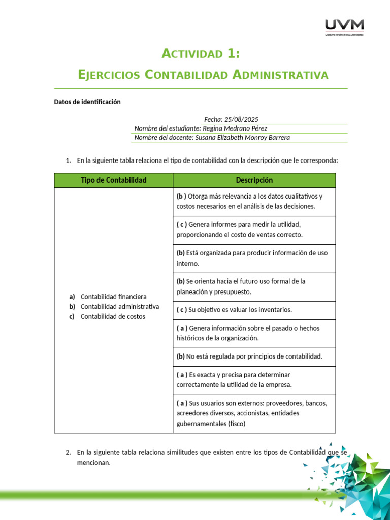 Ejercicios de Contabilidad Administrativa | PDF | Contabilidad ...