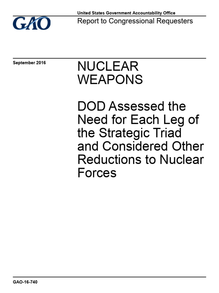 DOD Assessment of Strategic Triad Needs | PDF | Nuclear Weapons ...