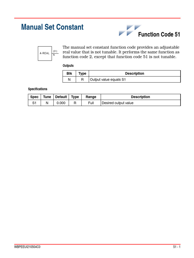 Manual Set Constant Function Code 51 | PDF
