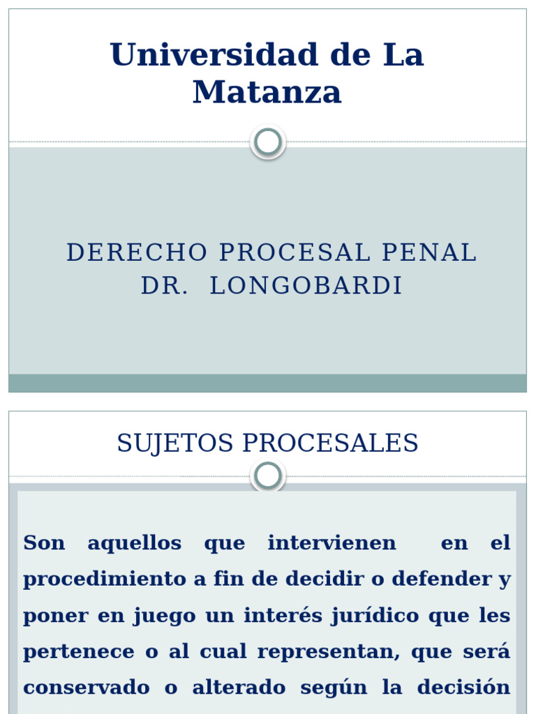 Sujetos Procesales en Derecho Penal | PDF | Ley procesal | Fiscal