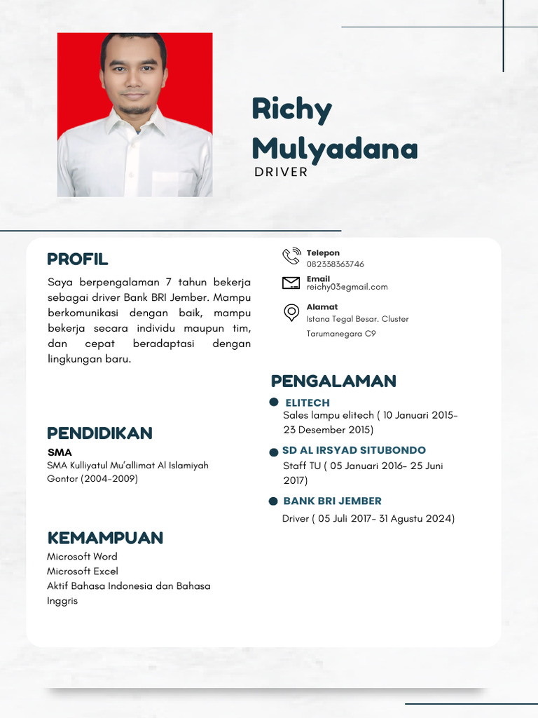 Profil Driver Berpengalaman 7 Tahun | PDF