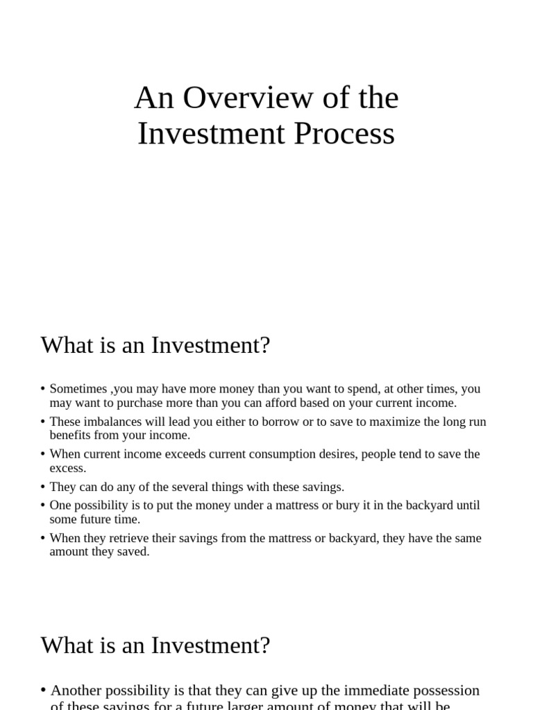 An Overview of The Investment Process I | PDF | Interest | Investing